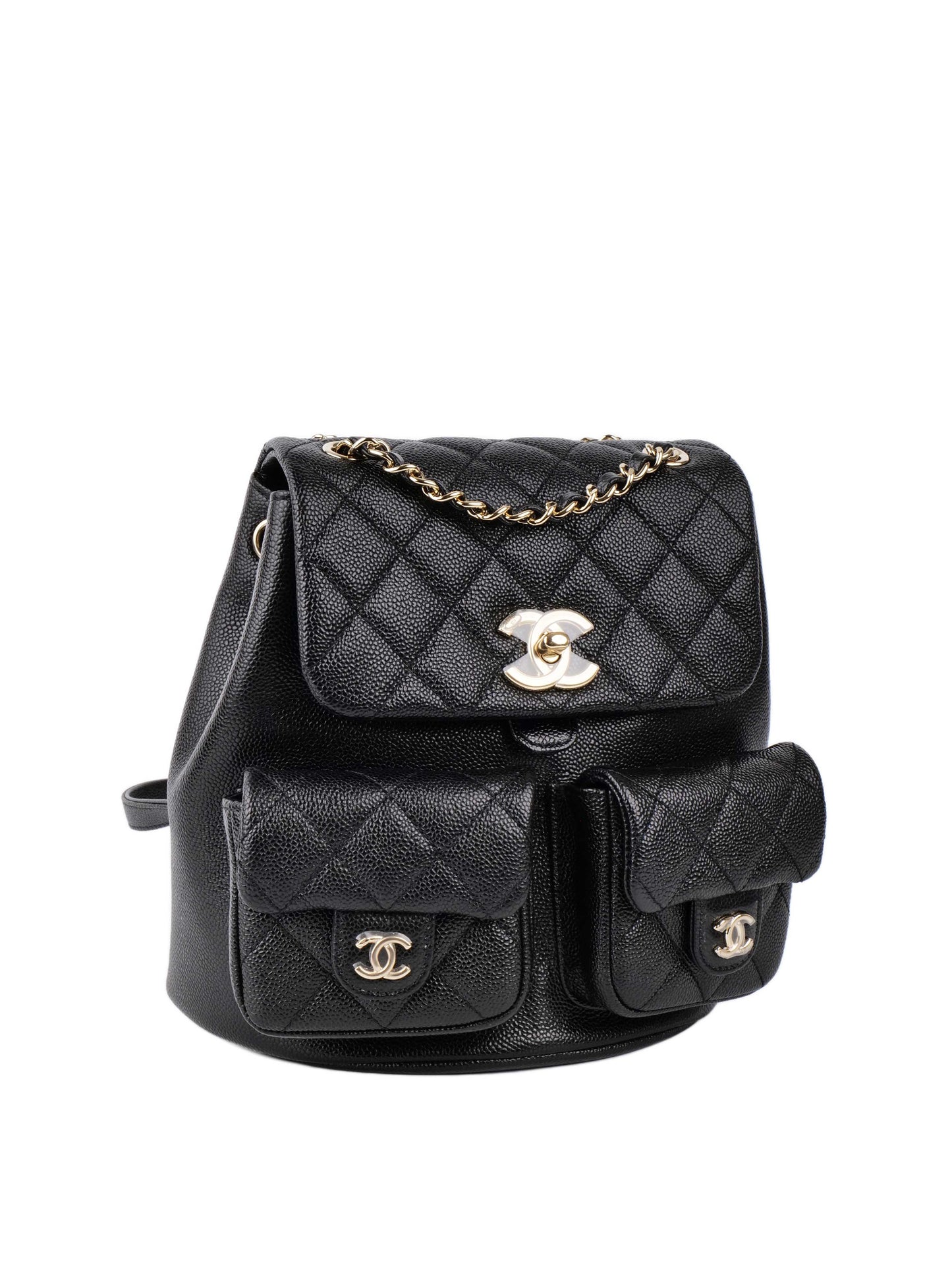 Chanel Black Caviar Duma Backpack.
