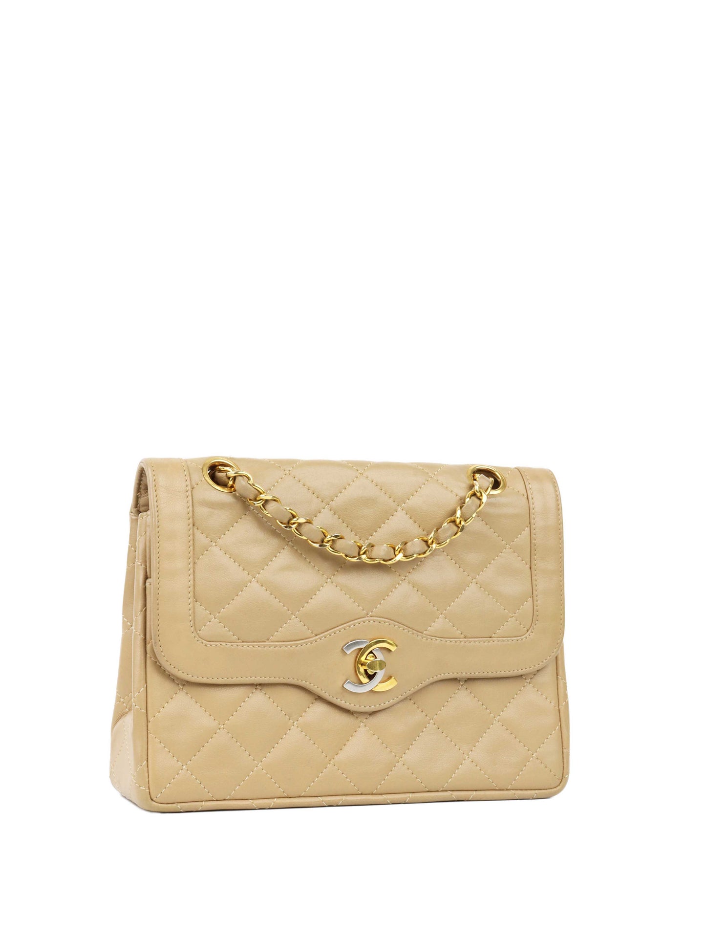 Chanel   Two Toned Beige Flap Bag.