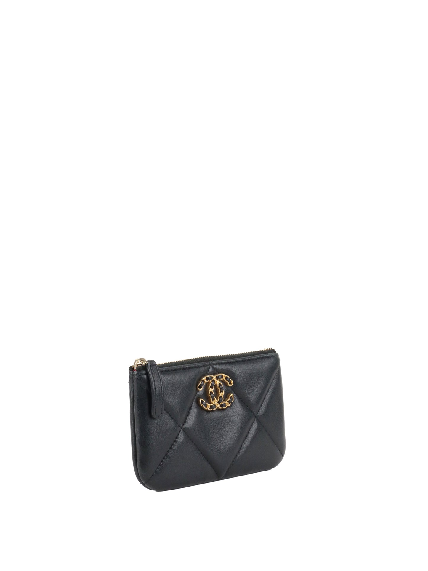 Chanel 19 Quilted Black Zipped Lambskin Coin Purse