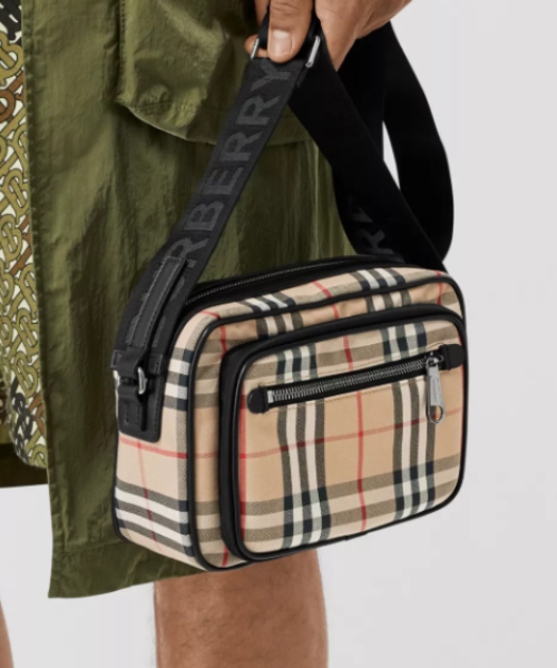 Burberry   Check And Leather Crossbody Bag Archive Beige