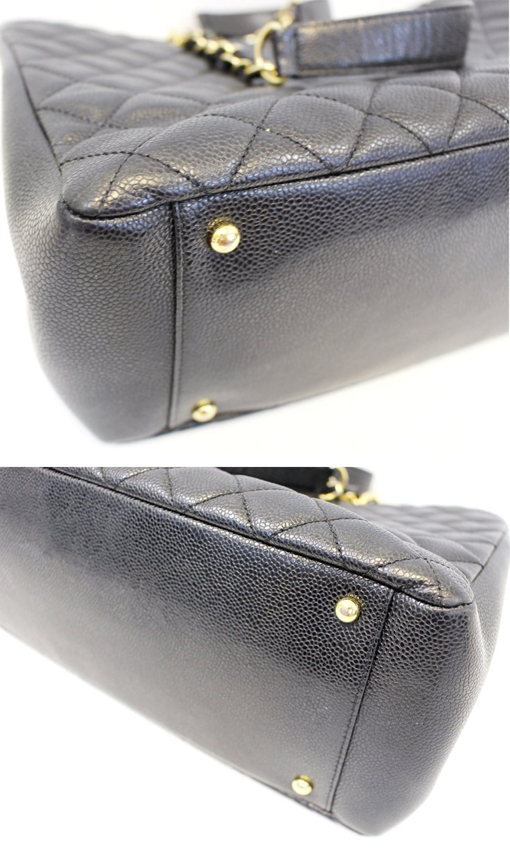 CHANEL Caviar Leather Leather Black XL Grand Shopping Tote Bag