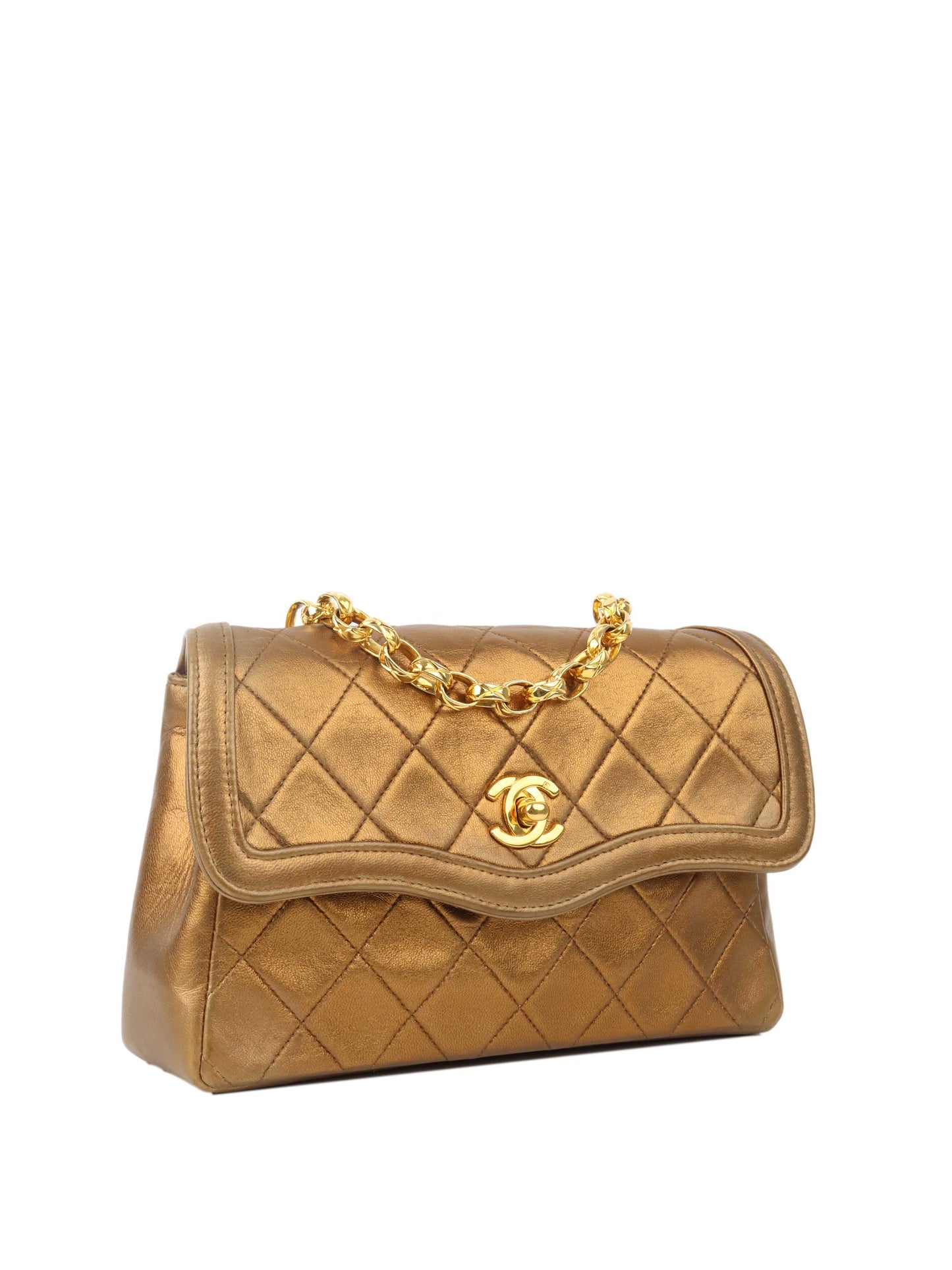 Chanel Gold Matellic   Chain Bag.