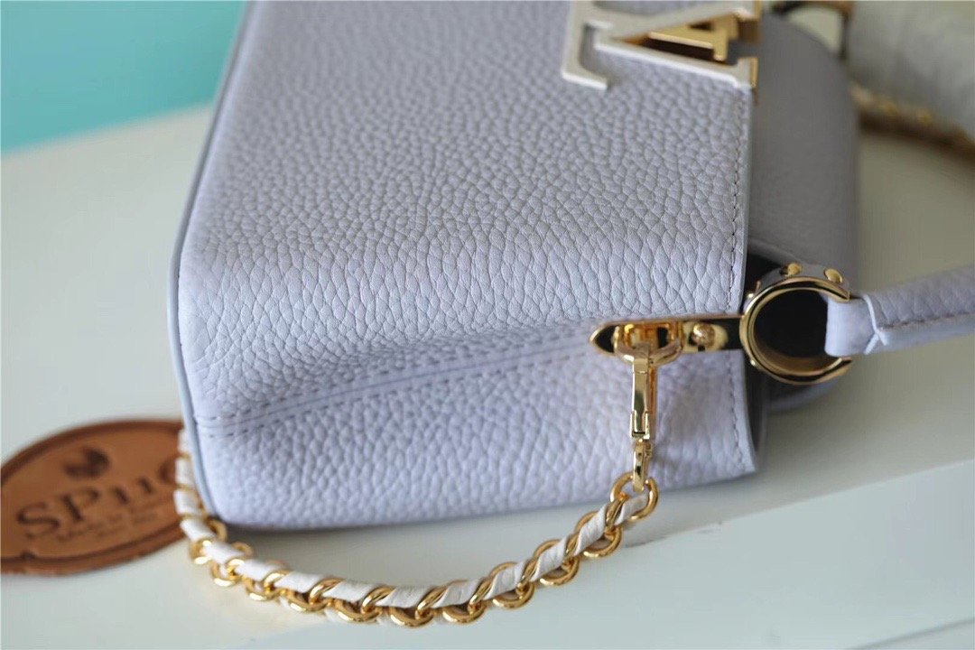 Top Quality Capucines Mini Taurillon Light Blue/ Creme For Women,  Shoulder And Crossbody Bags 21cm/8.3in Top Quality