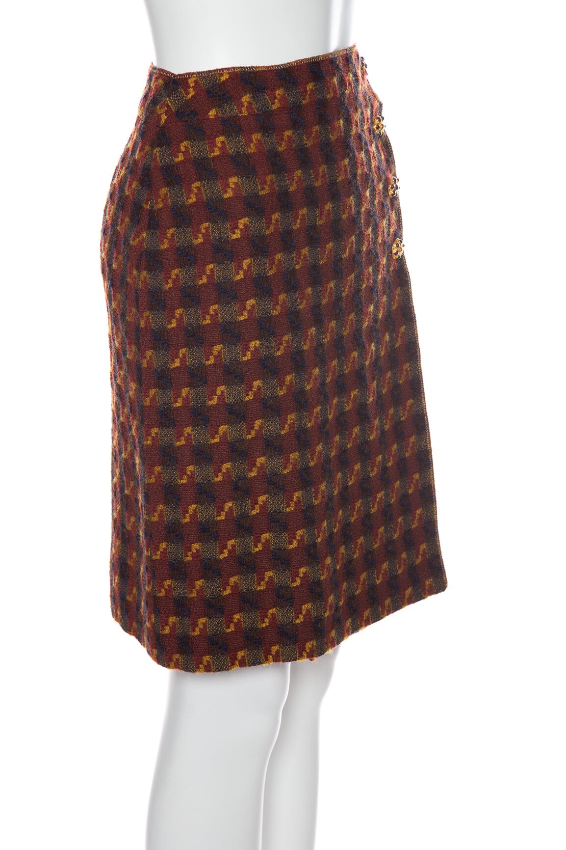 Chanel   1996 Red and Multi Tweed Skirt SZ 38