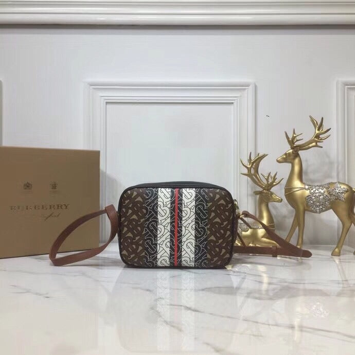 Top Quality Monogram Stripe E-Canvas Camera Bag Bridle Brown For Women, Bags 19.5cm/7.7cm