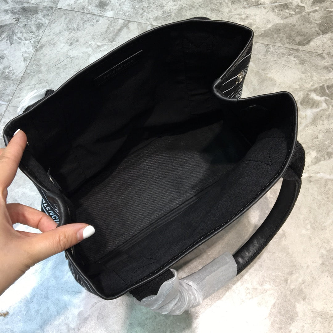 Top Quality Navy Small Cabas Tote Bag In Black, For Women,  Bags 18.5in/47cm