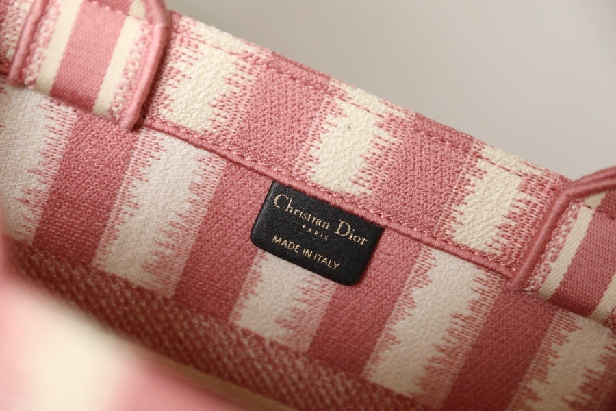 Top Quality MeTop Qualityum Book Tote  Pink D-Stripes Embroidery For Women 36cm/16.5in CD