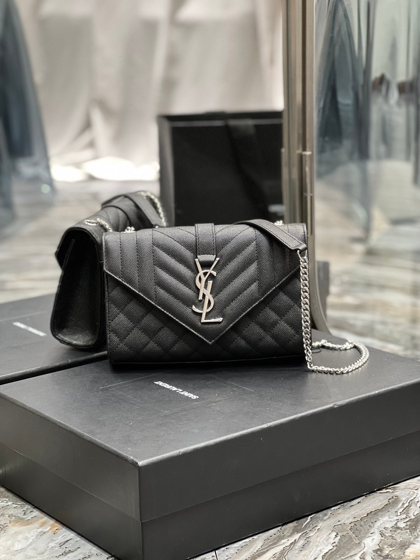YSSL Small Bag Black In Mix Matelasse For Women 8in/21cm YSL 600195BOW921000