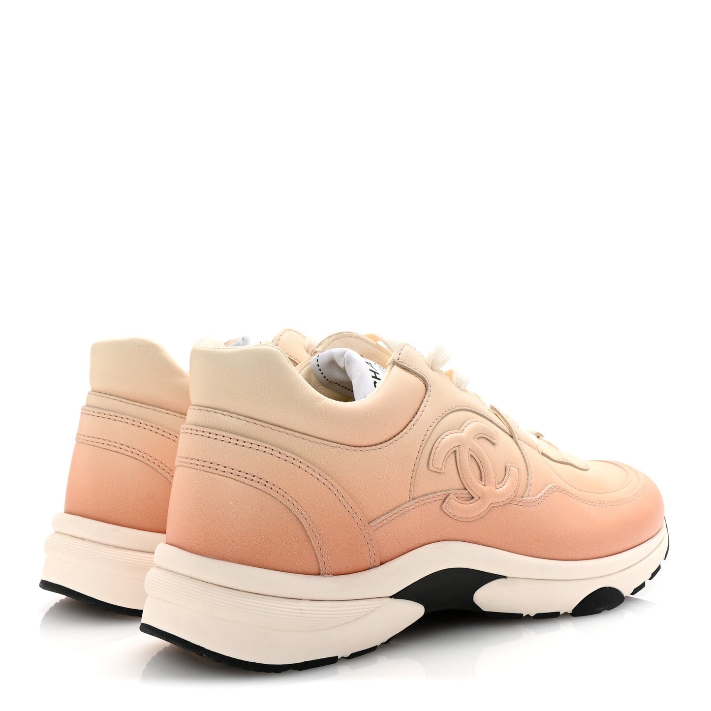 Chanel Laminated Calfskin Stretch CC Womens Sneakers 40 Light Orange