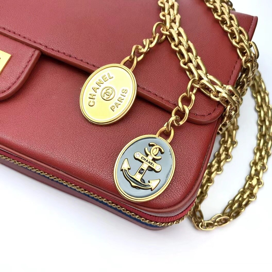 CHLMaroon Medallion Nude Reissue 2.55 Classic 225 Flap Red Bag For Women 24cm/9in