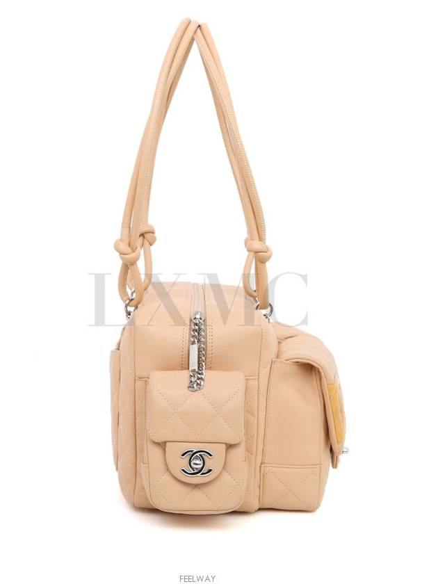 Cambon Reporter Bag Beige Multi Pocket Boston Chanel