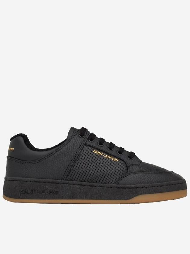 Luxury Saint Laurent Trending 2025 SL 61 Logo Signature Leather Low Top Sneakers Black