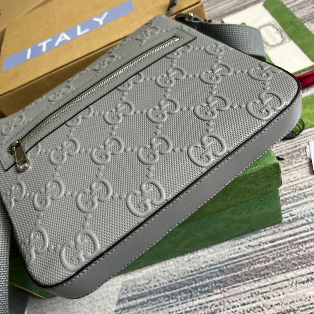 gg Embossed Bag Grey gg Embossed  For Men 10in/26cm gg 406410 1W3CN 1275