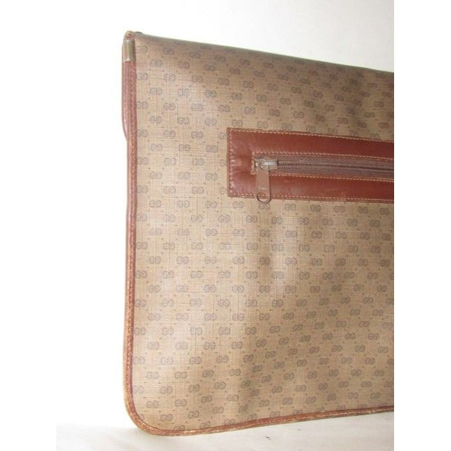 Gucci ,1970's - 1980's, Brown Leather Micro Guccissima Print Coated Canvas & Leather,   XL Envelope Clutch