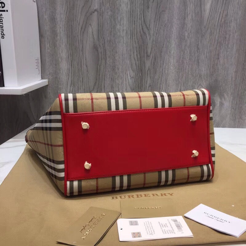 Top Quality The Small Canter Horseferry Check Tote Red For Women, Women’s Bags 11.6in/29.5cm