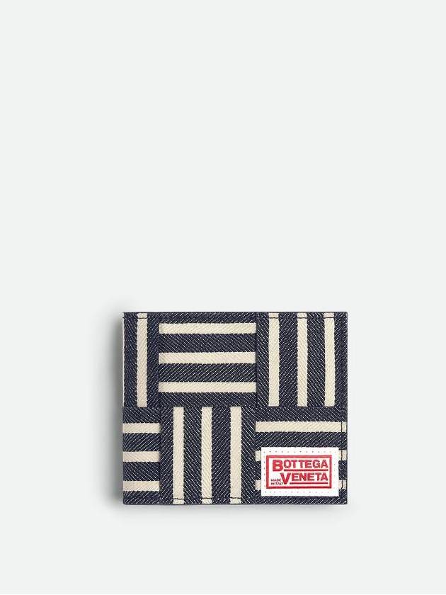 Luxury Bottega Veneta Cassette Bifold Half Wallet White Navy