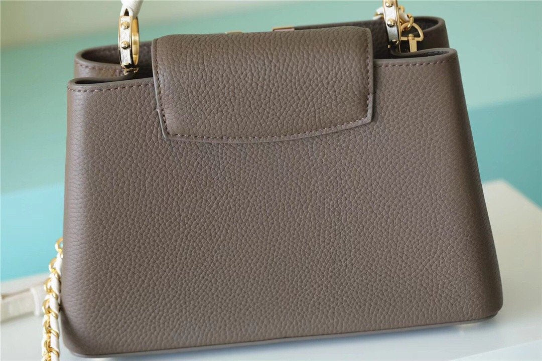 Top Quality Capucines BB Taurillon Smokey Brown Green/ Creme/ Pink For Women,  Shoulder And Crossbody Bags 27cm/10.6in Top Quality M59516