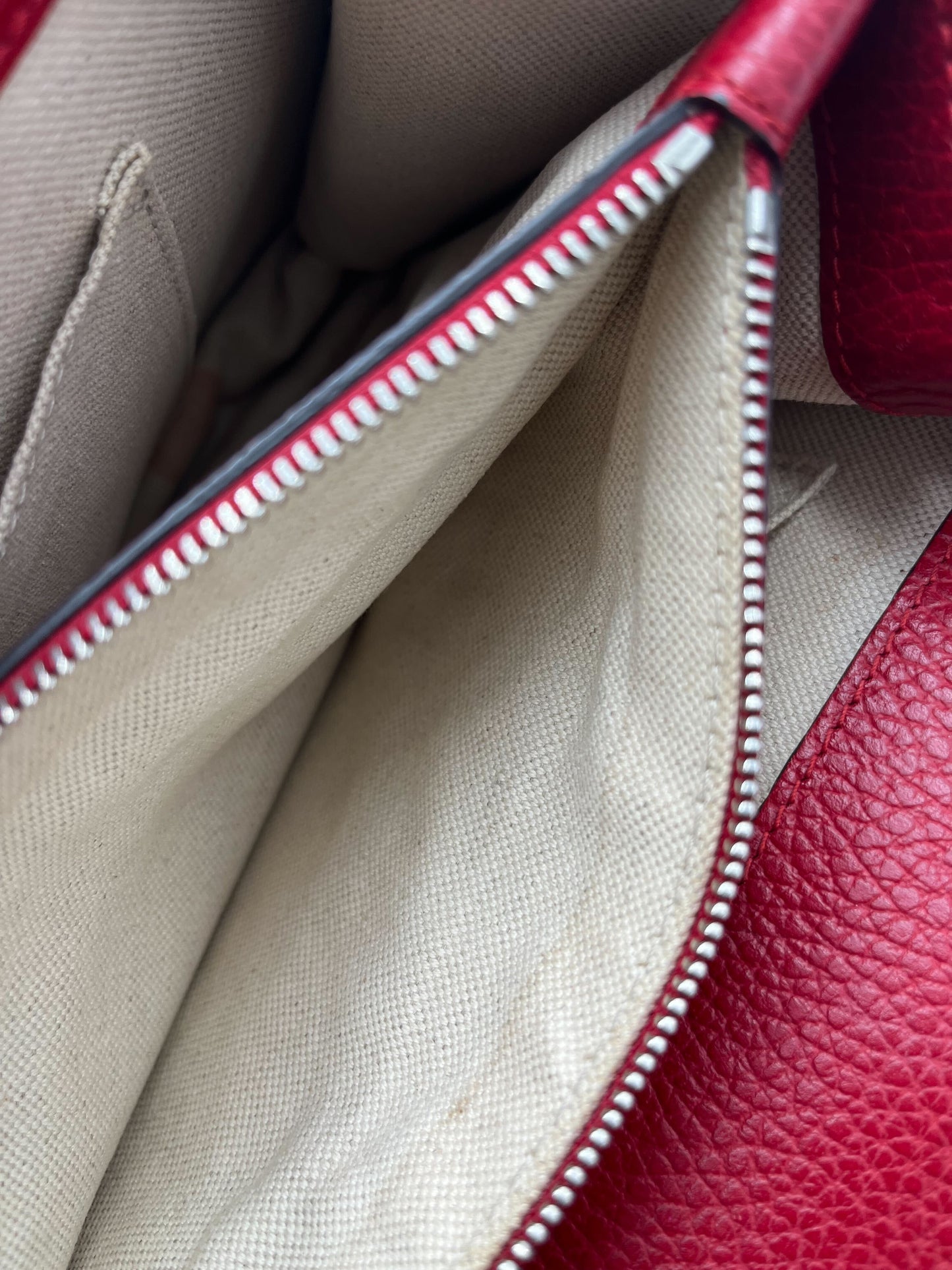 Gucci Dionysus Bamboo Top Handle Bag Leather Red Leather Handbag ( )