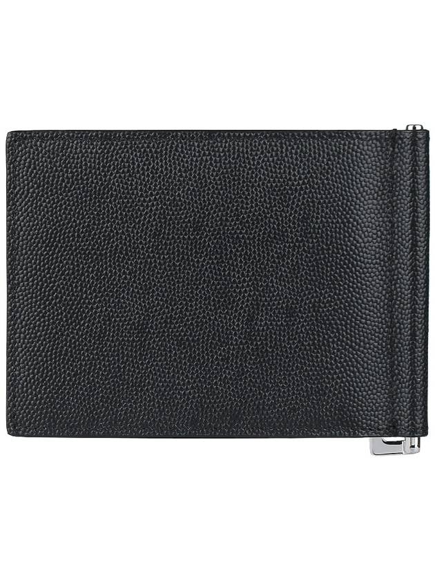 Luxury Saint Laurent Trending 2025 Textured Classic Leather Money Clip Half Wallet Black