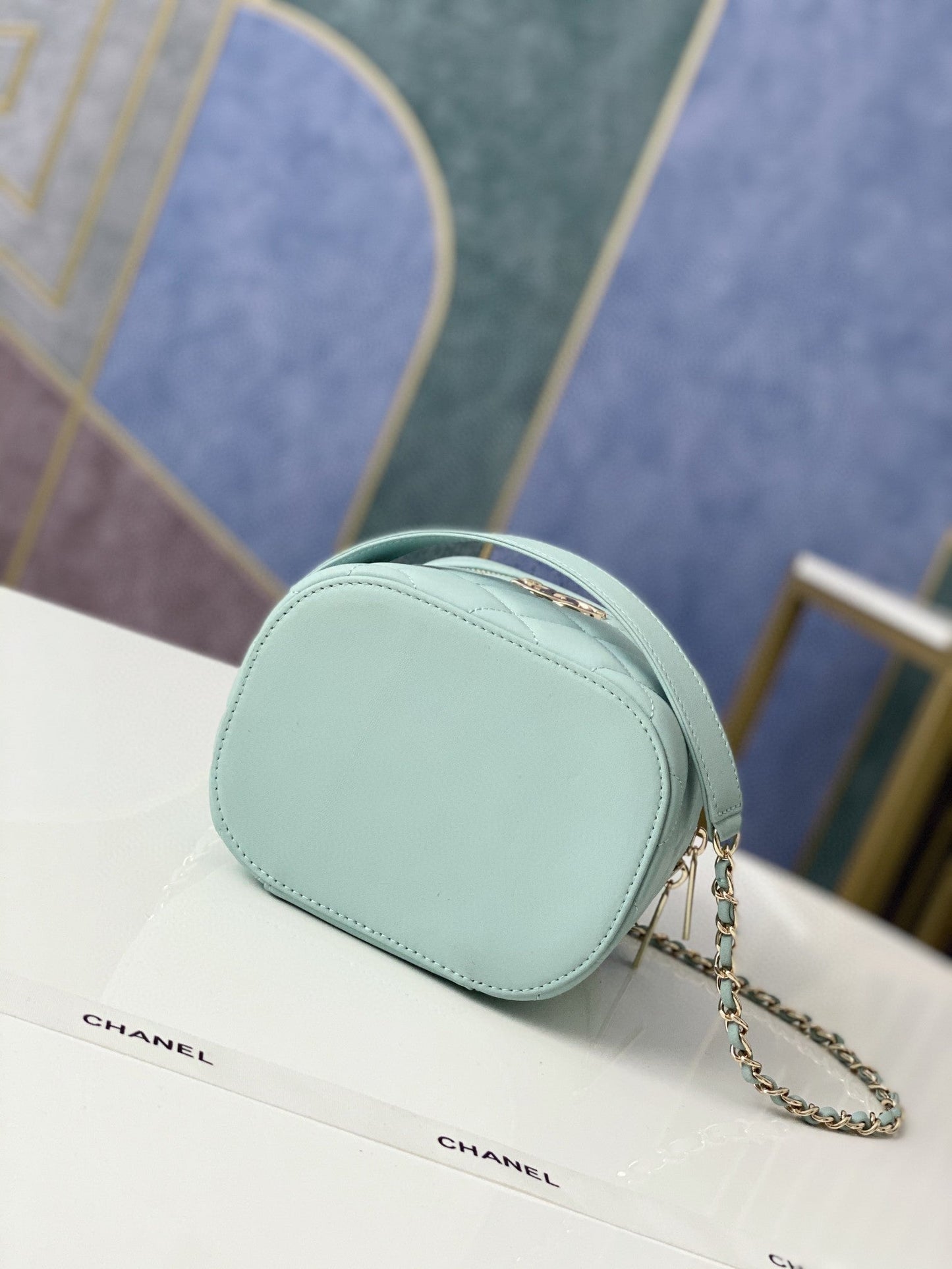 CHLVanity Case Gold Hardware Light Green For Women Handbags, Shoulder Bags 9.4in/24cm 