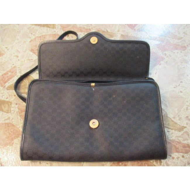 Gucci   Black G Small Logo Print Coated Canvas And Black Leather