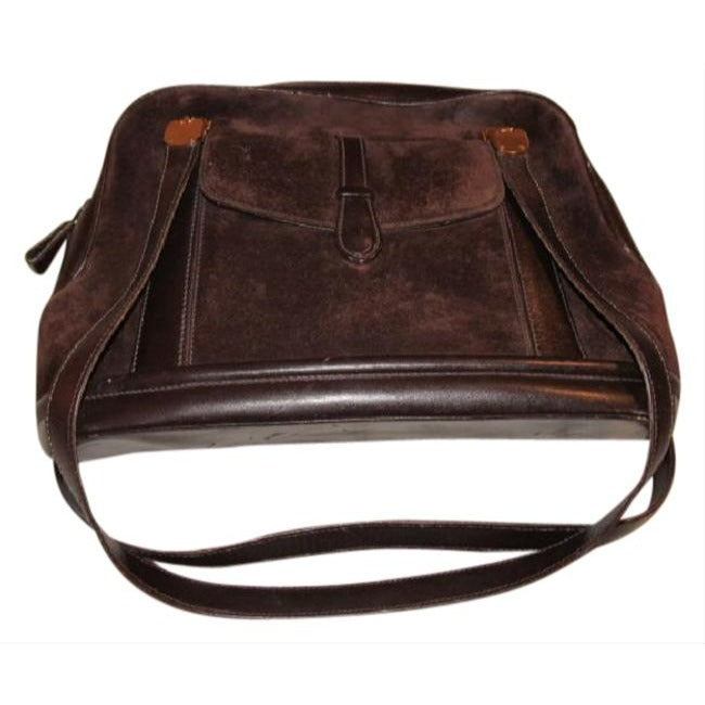 Gucci   Dark Brown Suede And Leather Satchel