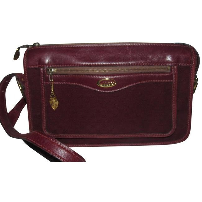 Gucci   Hobo Style Burgundy Small G Logo Print Canvas And Burgundy Leather