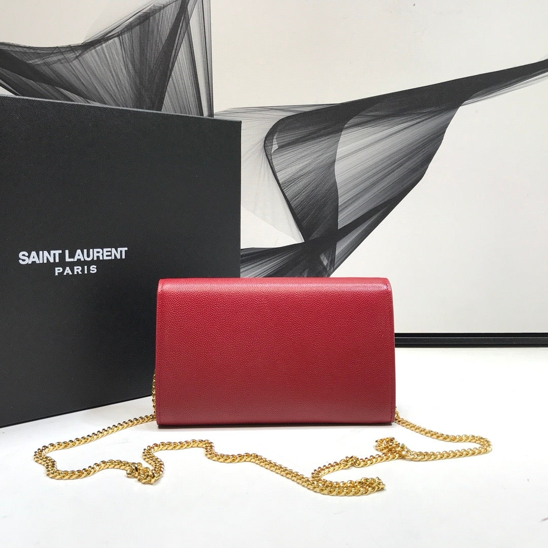 YSSL Uptown Chain Wallet Red For Women 7in/19cm YSL 