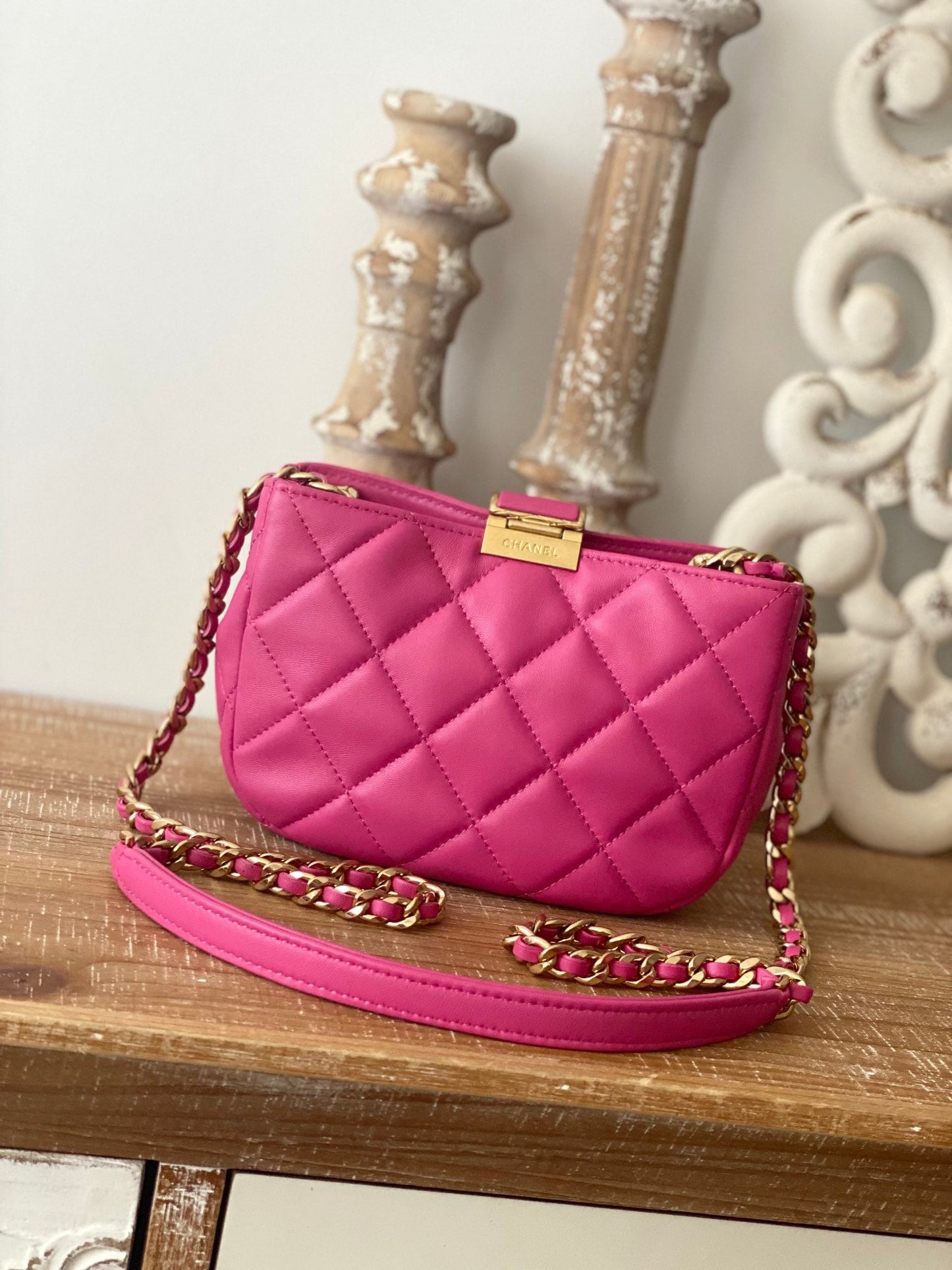 CHLSmall Hobo Bag Gold Hardware PiNike For Women Handbags, Shoulder Bags 7.5in/19cm