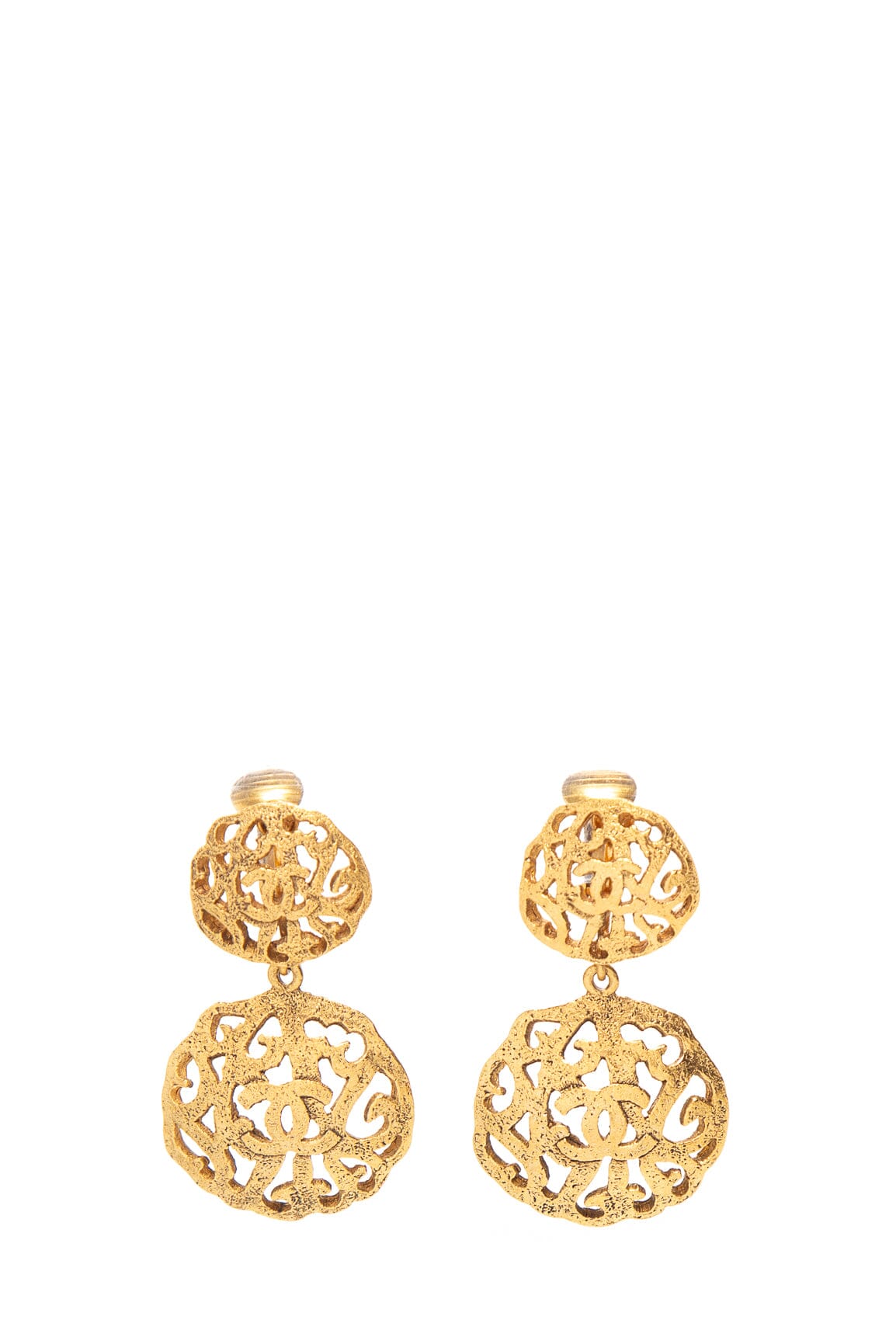 Chanel   Gold Filigree Drop Clip-On Earrings