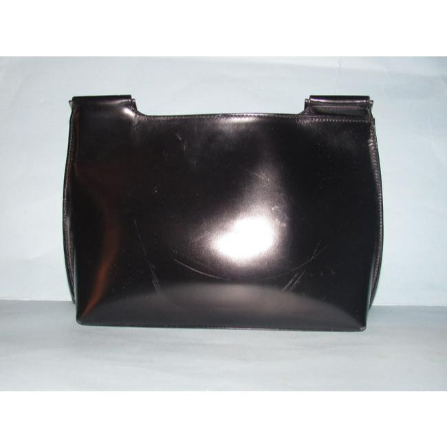 Gucci   Glossy Black Leather Shoulder Bag