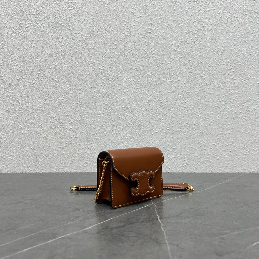 Top Quality Card Holder On Chain Triomphe Tan For Women 4in/11cm 10J743DPV.04LU