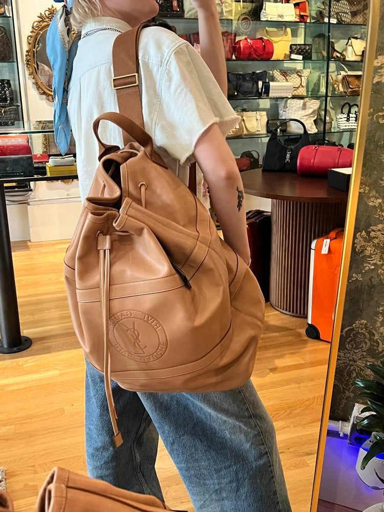 Saint Laurent Leather Seau Rive Gauche Sling Travel Bag