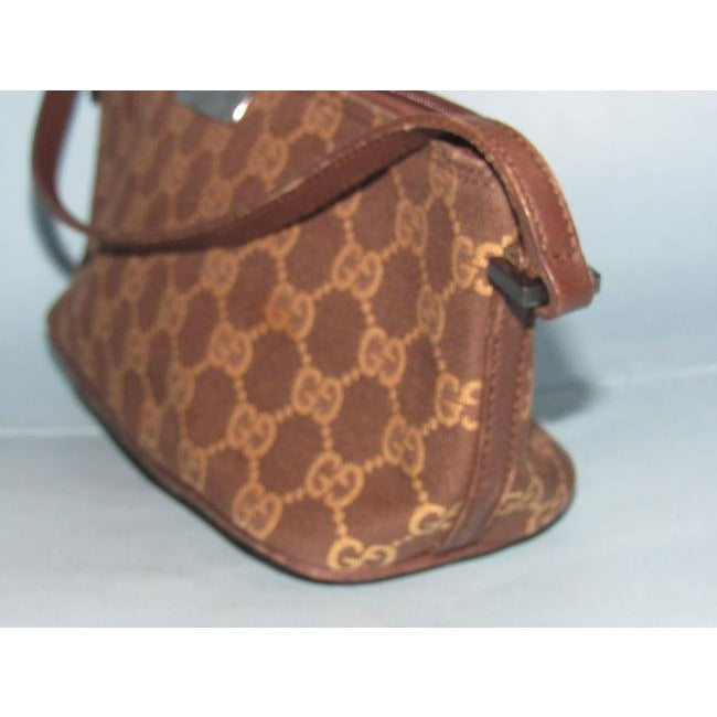 Gucci   Camel Large G Logo Print On Brown Canvas And Brown Leather