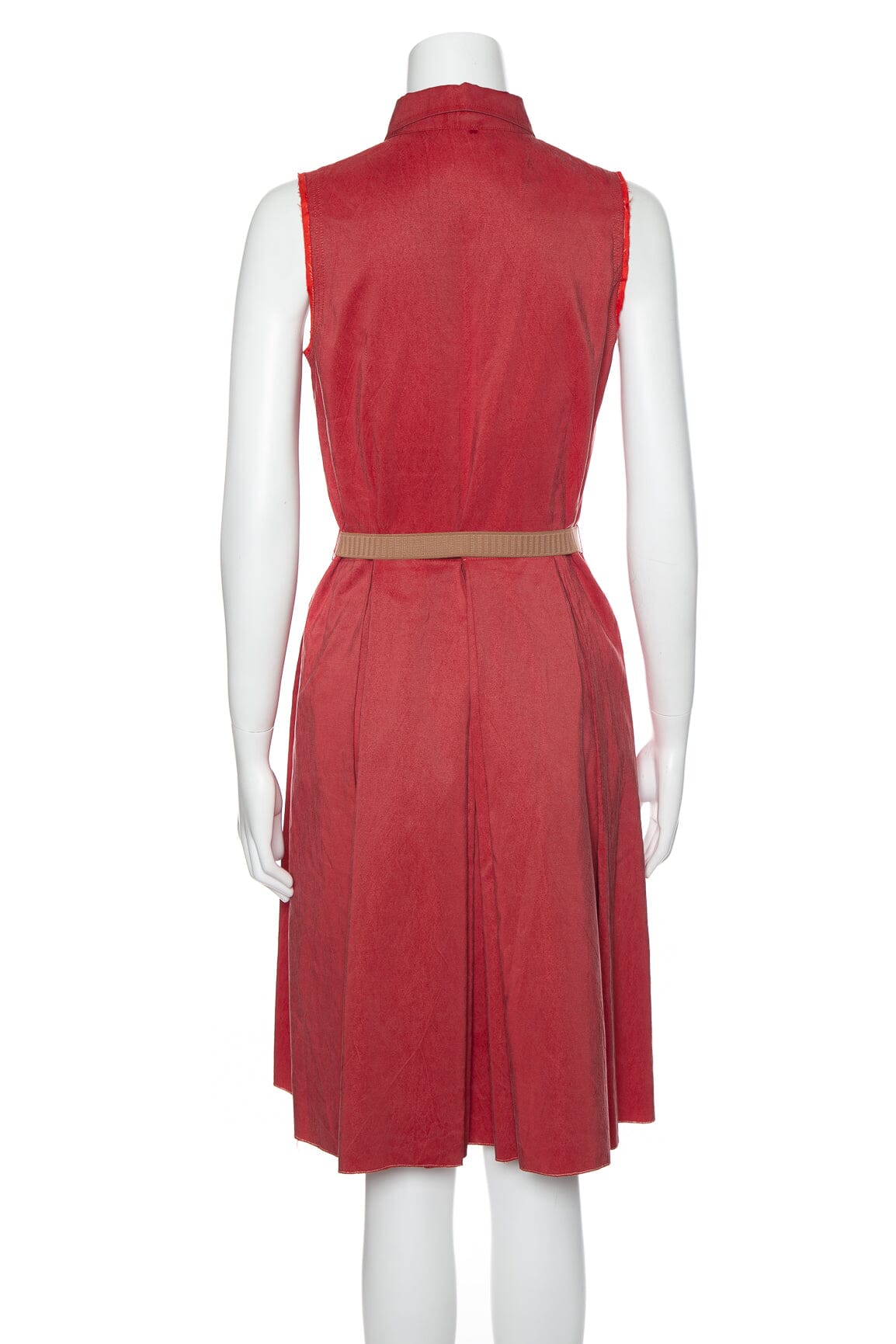 Prada Red Sleeveless Button Down Dress SZ 42