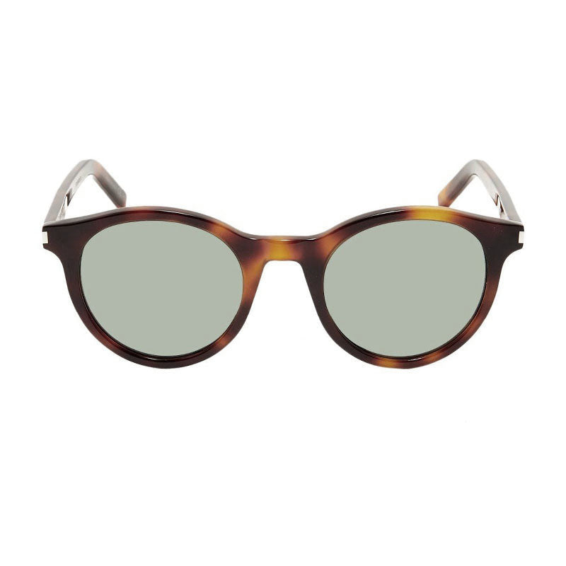 Saint Laurent Sunglasses Rectangle Full Rim, Havana Frame and Green Lens SL342003