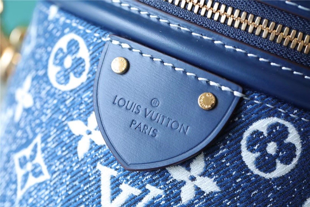 Top Quality Cannes Monogram Denim By Nicolas Ghesquiere For Women, Womens Bags, Shoulder And Crossbody Bags 6.7in/17cm Top Quality