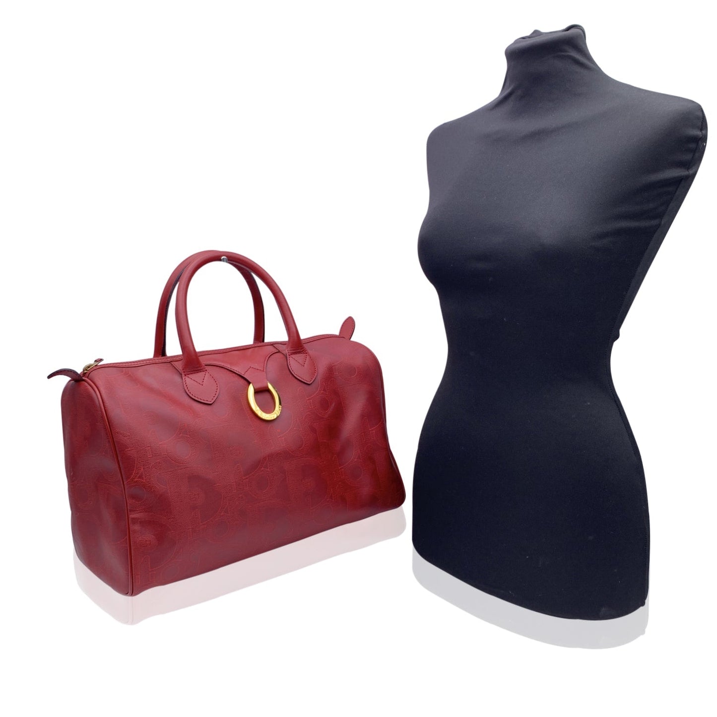 CHRISTIAN DIOR   Red Monogram Duffle Duffel Boston Bag