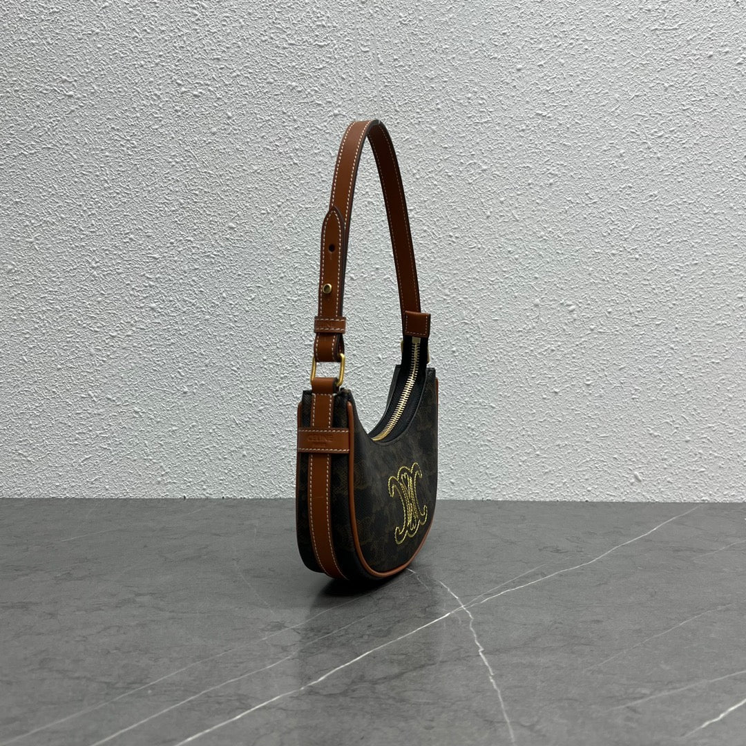 Top Quality Triope Heart Embroidered Mini ATop Qualitya – Triope Canvas Brown For Women 6.4in/16cm 10I602EB1.04LU