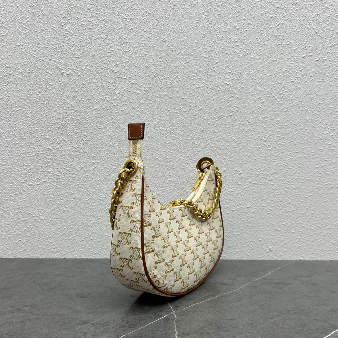 Top Quality MeTop Qualityum Ava Chain In Triomphe Canvas White For Women 10in/25cm