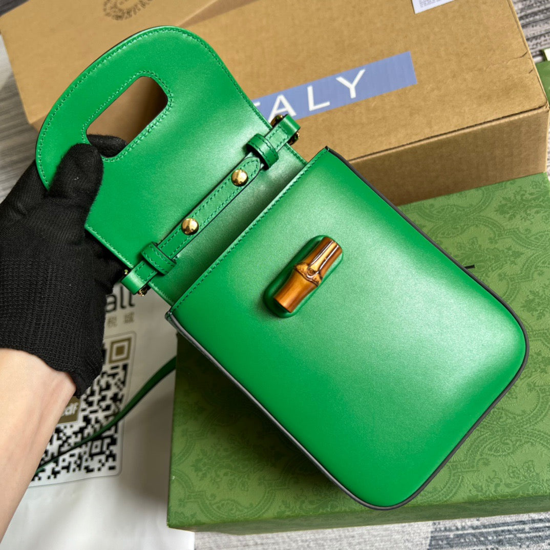gg Bamboo Mini Handbag Green For Women, Women’s Bags 6in/16cm gg