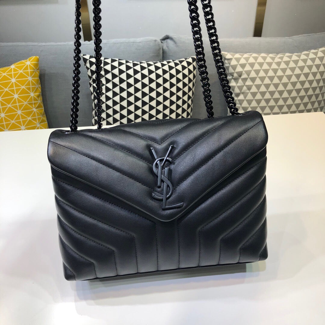 Top Quality Loulou Small Chain Bag In Matelassé "Y" Black For Women 9.8in/23cm YSL 494699DV7281000