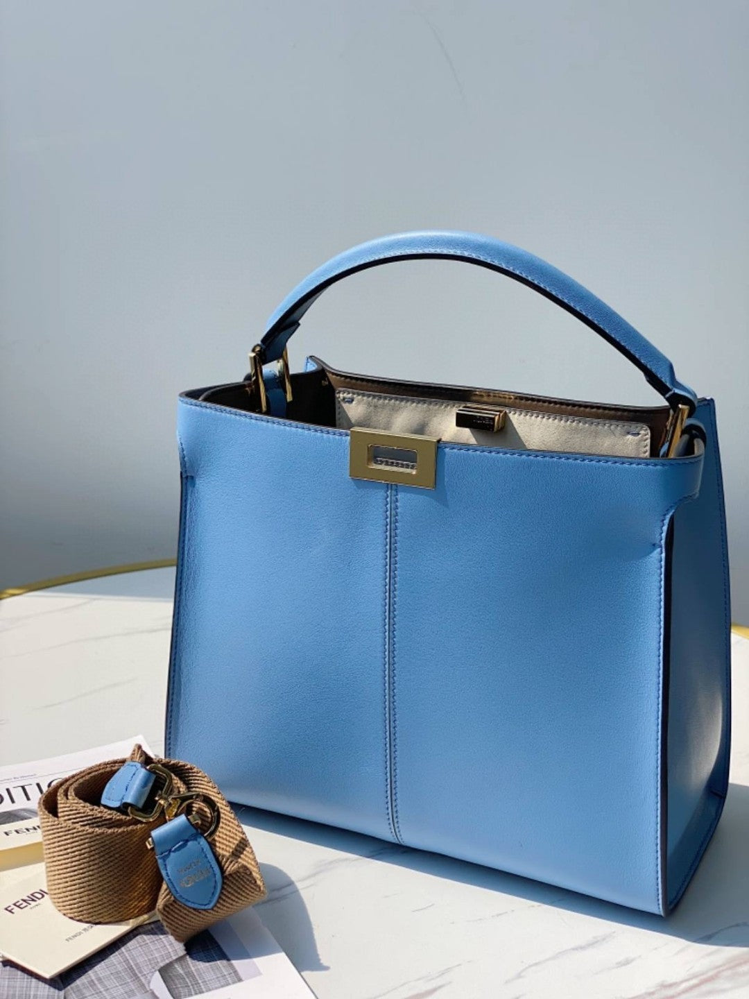 Top QualityTop Quality Peekaboo X-Lite Tote Medium Blue Bag For Woman 30cm/12in