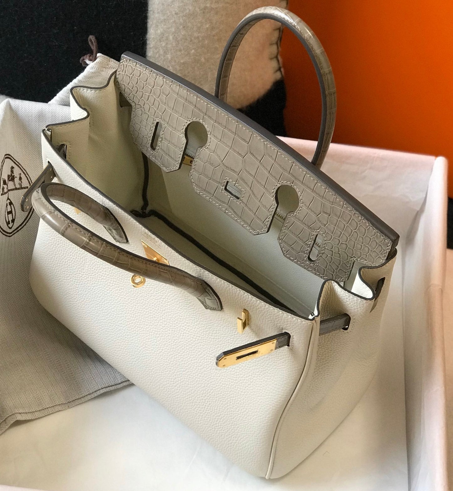 Top Quality Birkin White For Women Gold Toned Hardware 11.8in/30cm