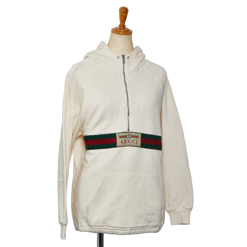 Gucci 24SS Vint Logo Web Strip Loveel Suede Half-Zip Parker Size12 653666 Ivory Multi-Color Cotton  Gucci