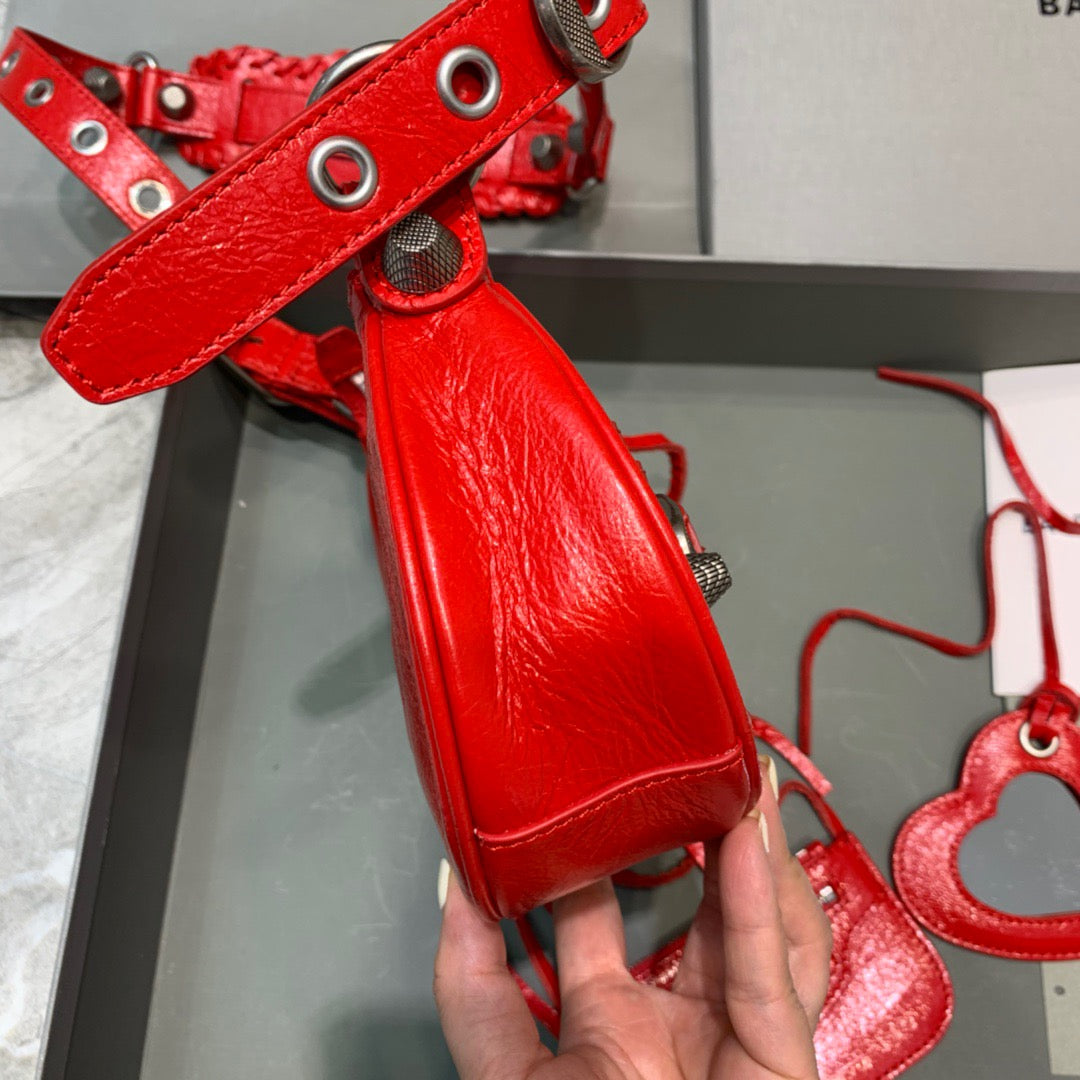 Top Quality Le Cagole XS Shoulder Bag In Red, For Women,  Bags 10.2in/26cm 6713091VG9Y6406