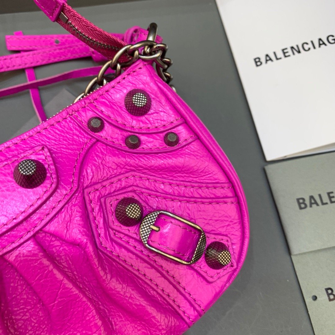 Top Quality Le Cagole Mini Bag With Chain In Dark Pink, For Women,  Bags 8.2in/21cm