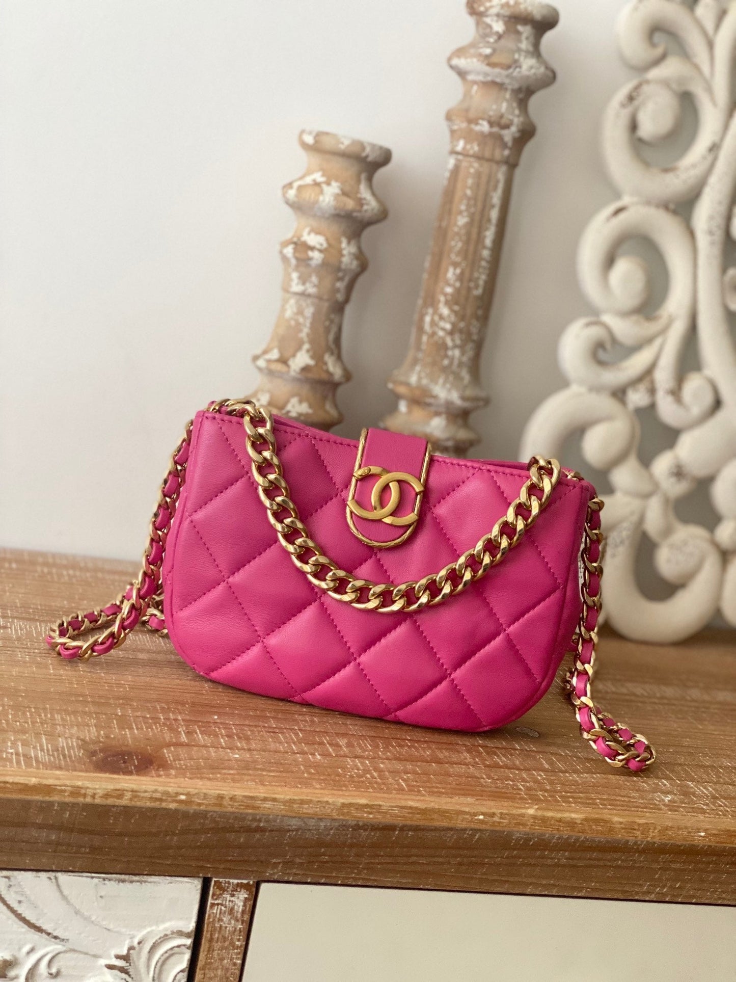 CHLSmall Hobo Bag Gold Hardware PiNike For Women Handbags, Shoulder Bags 7.5in/19cm