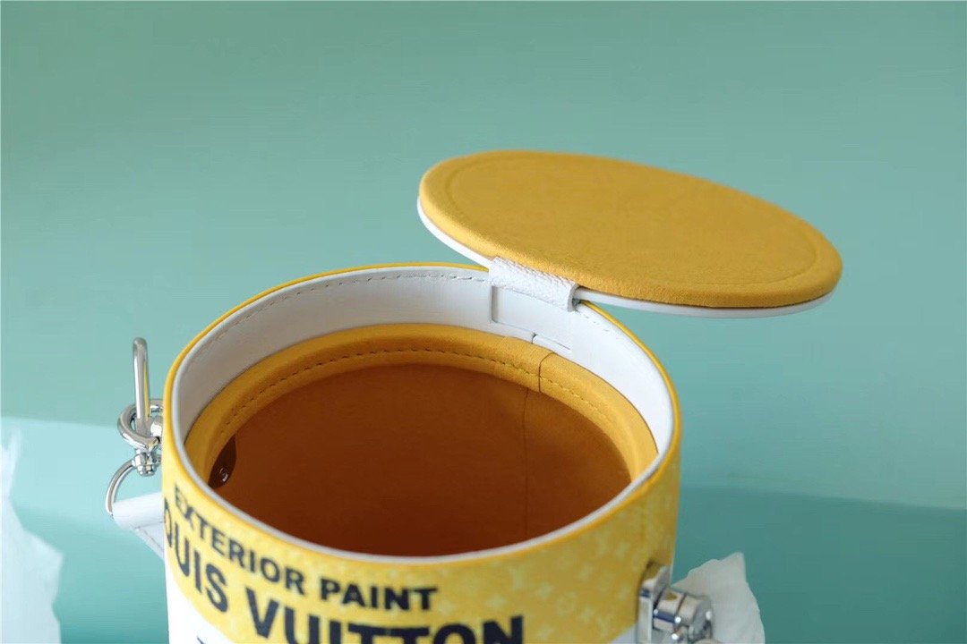 Top Quality Paint Can Coated Canvas By Virgil Ablohs Yellow For Women, Womens Bags, Shoulder And Crossbody Bags 6.7in/17cm Top Quality M81593