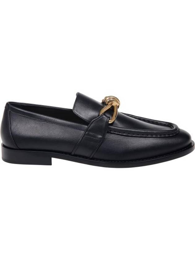 Luxury Bottega Veneta Astaire Signature Metallic Knot Detail Leather Loafers Black